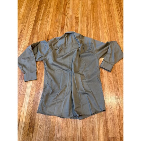 Geoffrey Beene Mens Sateen Olive Green Long Sleeve Button-Down M 15 1/2 32/33 - Picture 7 of 7